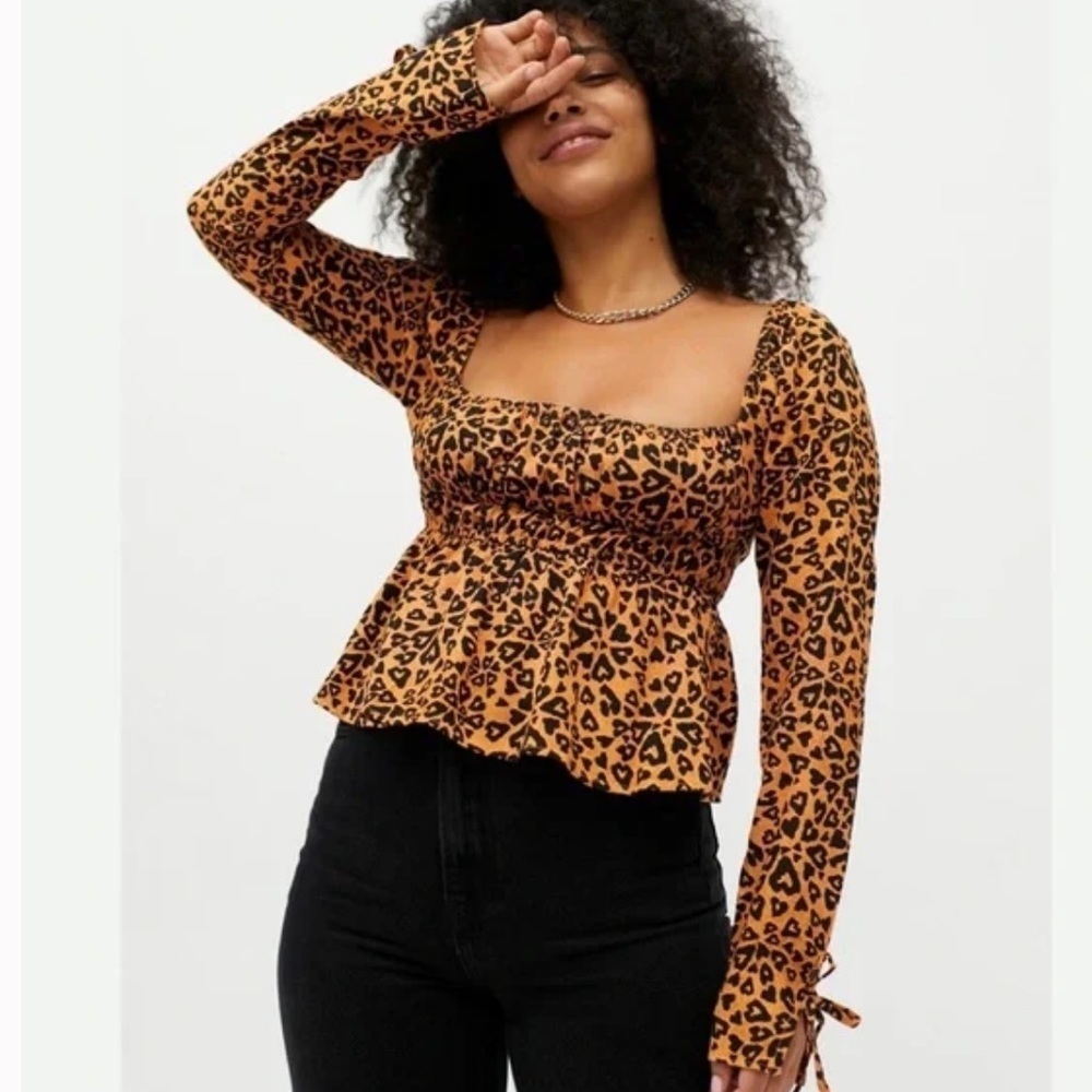 NWT Urban Outfitters Ava Smocked Blouse Size M